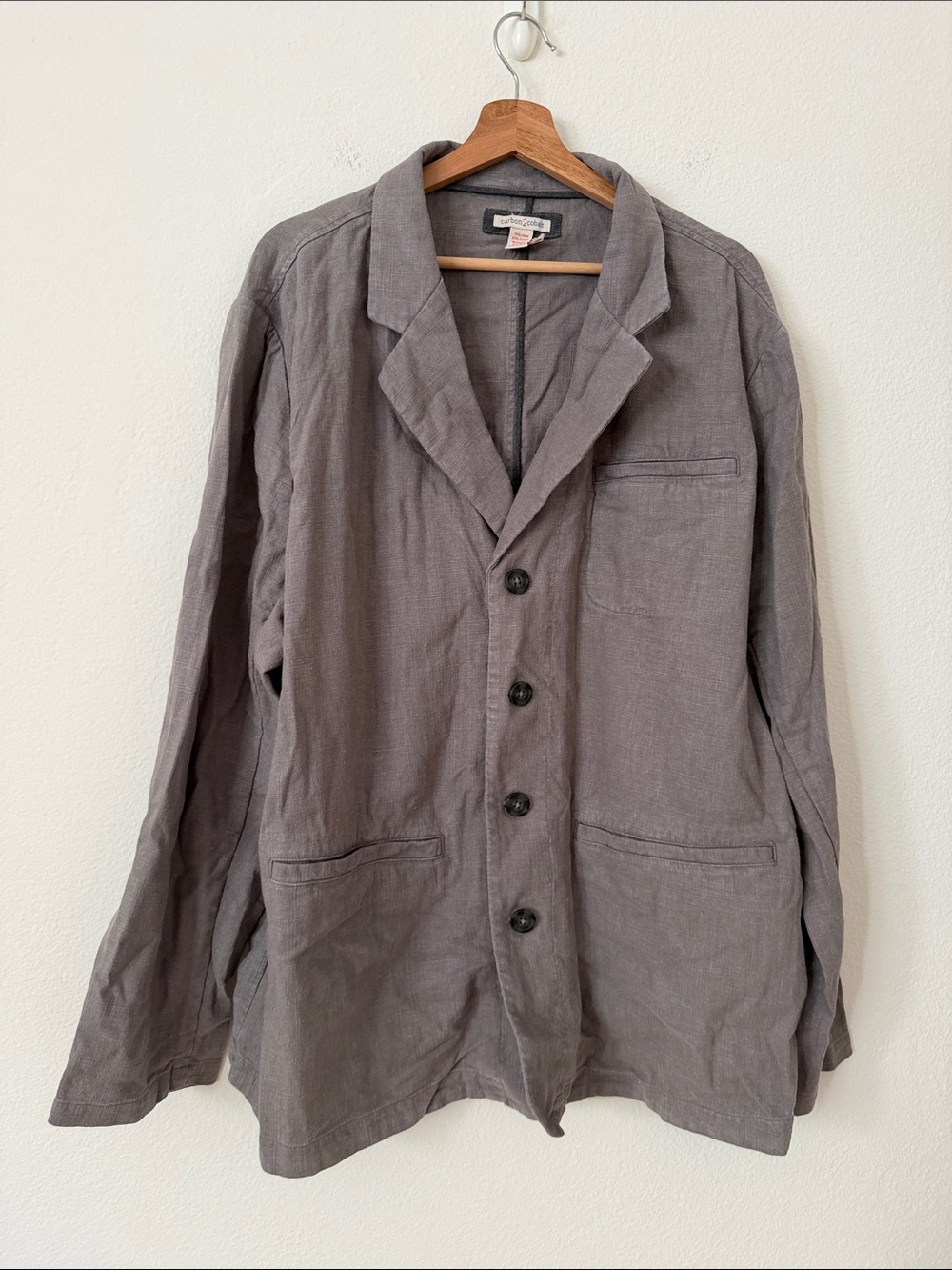 Carbon2Cobalt Linen Effortlessly Cool Blazer Jacket Size XXL Gray Relaxed Men’s